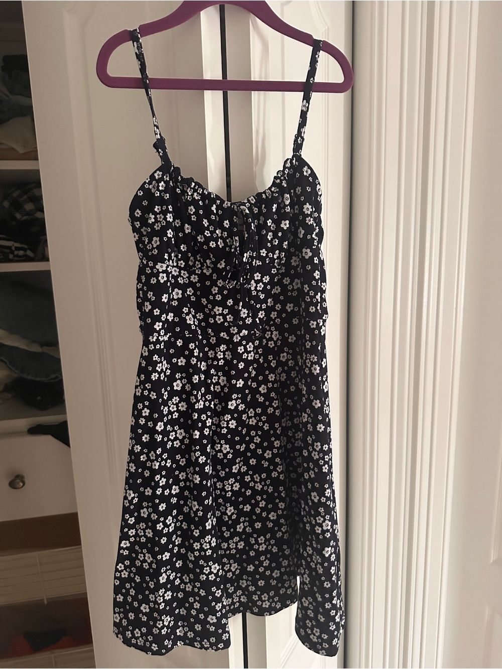 Hollister Black Mini Sundress with White Floral Print